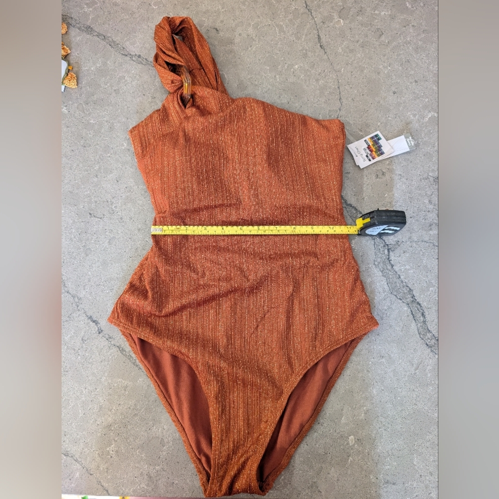 Metallic Orange One-Shoulder Bodysuit